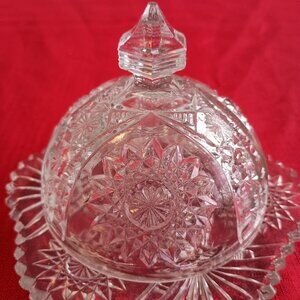 Antique Indiana Glass Oval Star Child's Butter Dish